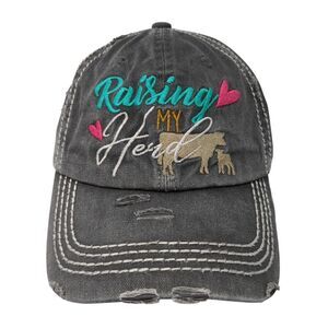 Raising My Herd Strapback Hat Gray One Size KB ETHOS Vintage 6 Panel
